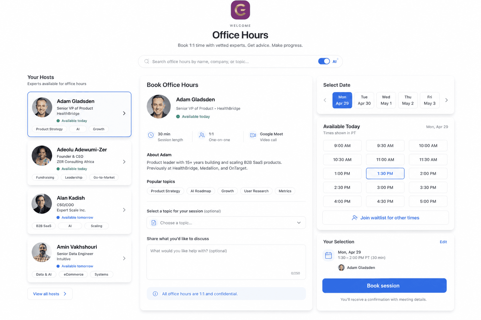 Office Hours product preview
